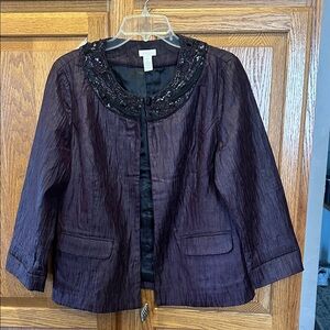 Chico's Deep Purple Blazer with Black Sequin Collar
